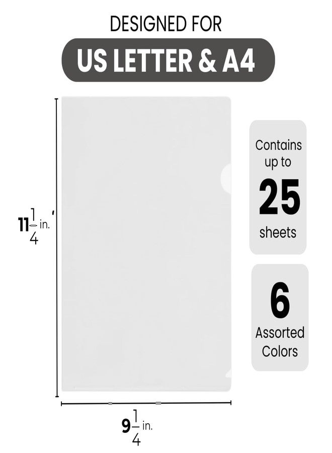 FLEXOFFICE 24 Pack Clear Project Folders for Important Documents, Heavyweight L-Shaped Transparent Poly Jacket Sleeves Folders Fit for US Letter Size - Image 2