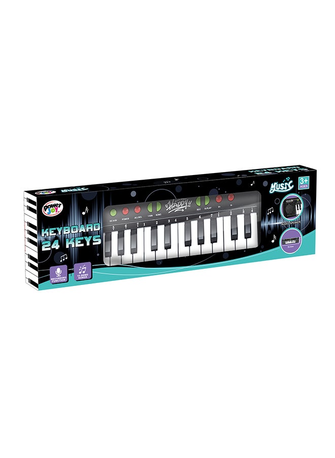 Power Joy Music Keyboard 24 Keys With Mic Battery Operated - Image 1
