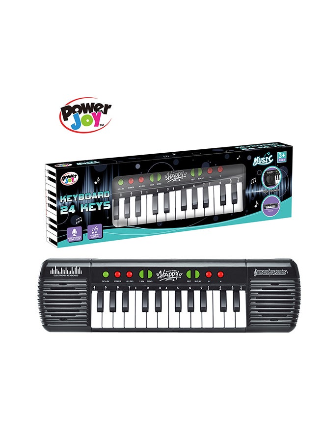 Power Joy Music Keyboard 24 Keys With Mic Battery Operated - Image 2