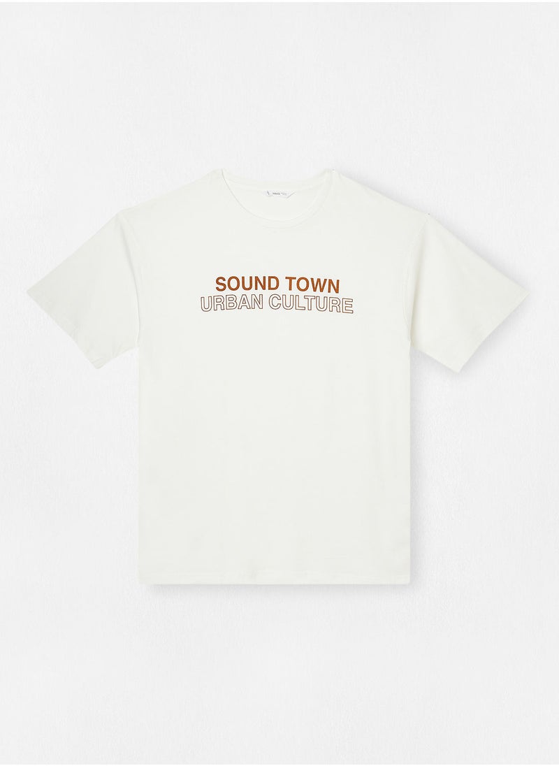 MANGO - Boys Text Print T-Shirt - Image 1
