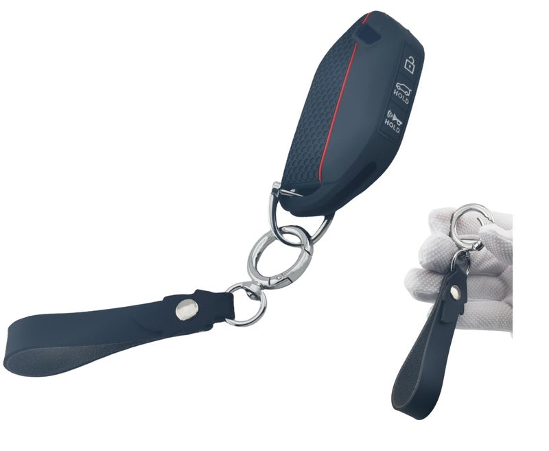 RUNZUIE 2Pcs Silicone Smart Key Fob for 2023 2024 Kia Telluride Key Fob Cover 5 Buttons (Black) - Image 3