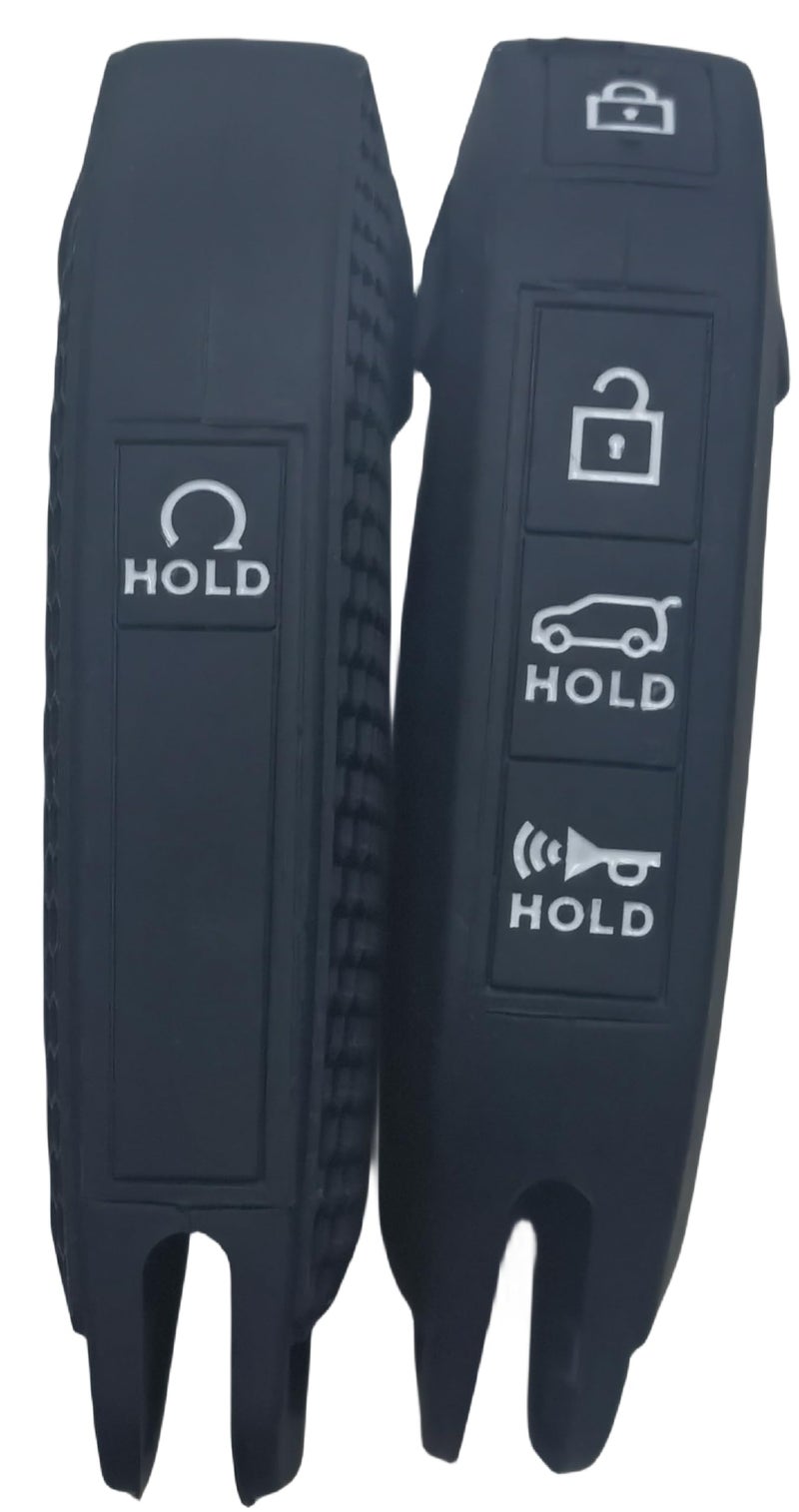 RUNZUIE 2Pcs Silicone Smart Key Fob for 2023 2024 Kia Telluride Key Fob Cover 5 Buttons (Black) - Image 2