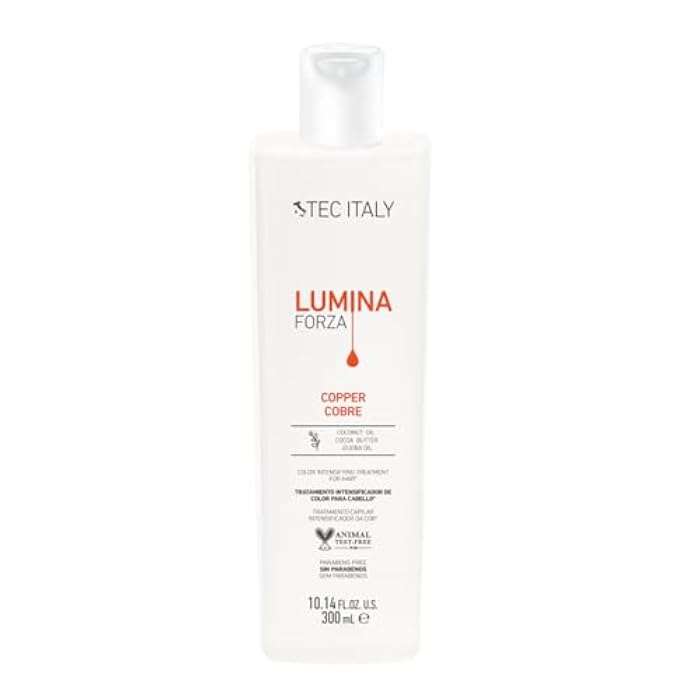 Tec Italy Lumina Forza Colore Copper, Color Intensifier Mask Treatment For Hair with Coconut Oil, Cocoa Butter & Jojoba Oil. Parabens Free Hair Treatment, Animal Test Free. 10.14 FL.OZ. U.S. (300 ml) - Image 1