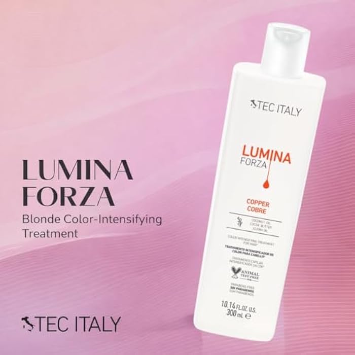 Tec Italy Lumina Forza Colore Copper, Color Intensifier Mask Treatment For Hair with Coconut Oil, Cocoa Butter & Jojoba Oil. Parabens Free Hair Treatment, Animal Test Free. 10.14 FL.OZ. U.S. (300 ml) - Image 2
