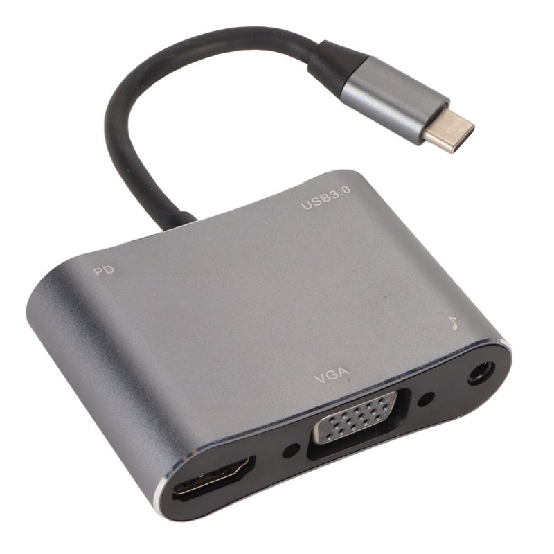 USB C Docking Station: 5 In 1 Aluminum Alloy Hub - 4K 60Hz HD Visuals 87W PD Fast Charging, Type C To VGA Adapter for Smartphones And Computers - Image 4