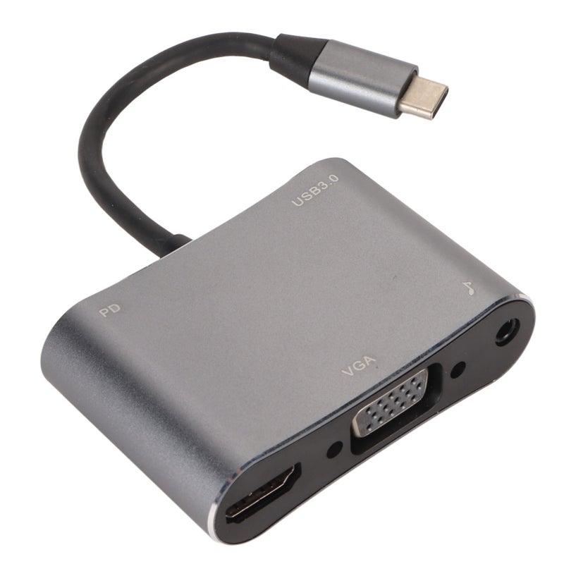 USB C Docking Station: 5 In 1 Aluminum Alloy Hub - 4K 60Hz HD Visuals 87W PD Fast Charging, Type C To VGA Adapter for Smartphones And Computers - Image 5