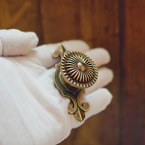 Marstree Antique Brass Cabinet Knobs Golden Vintage Retro Mushroom Drawer Knobs Dresser Cabinet Cupboard Wardrobe Pull Handles Door Knobs for DIY with Screws, Pack of 6 - Image 3