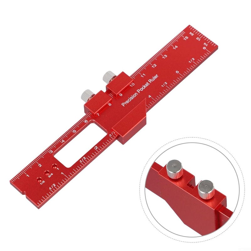 Aluminum Alloy Woodworking Scriber Measuring Ruler Dual Scale Metric Imperial Marking Gauge Tool Color H160 - Image 4