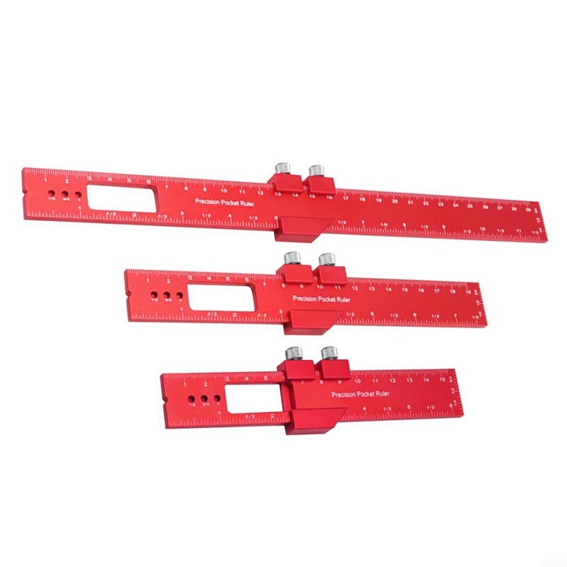 Aluminum Alloy Woodworking Scriber Measuring Ruler Dual Scale Metric Imperial Marking Gauge Tool Color H160 - Image 1