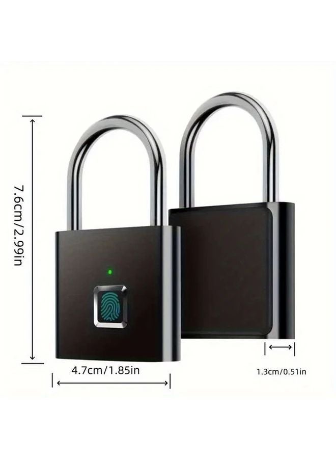 New Upgraded Black Type C Rechargeable Fingerprint Padlock 20 Fingerprints Storage Zinc Alloy - Image 4