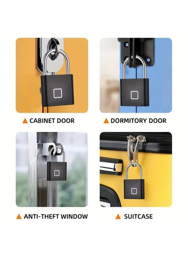 New Upgraded Black Type C Rechargeable Fingerprint Padlock 20 Fingerprints Storage Zinc Alloy - Image 5