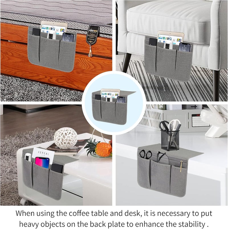 SYSOV Bedside Caddy Bedside Storage Organizer Magazine Phone Tablet iPad Remote Holder, Organizer Caddy for Home College Dorm Bed, Sofa, Bunk Bed (Grey) - Image 4