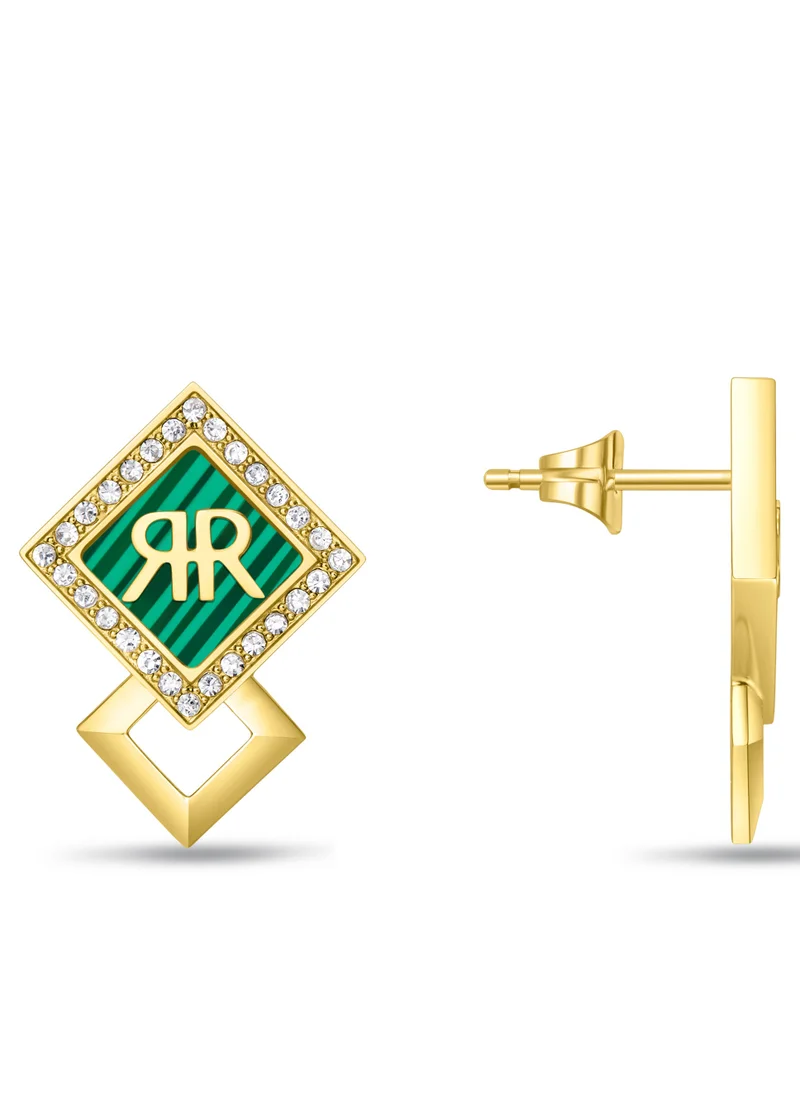 شيروتي 1881 Diamante Green and Gold Plated Earrings for Women