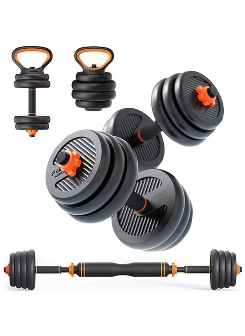 Sky Land 4-in-1 Adjustable Dumbbell, Barbell, Kettlebell & Push-Up Set for Strength Training, 15KG Dumbbell Set, Anti-Skid Handle, Environmentally Friendly Material, EM-9268-15  - Image 1