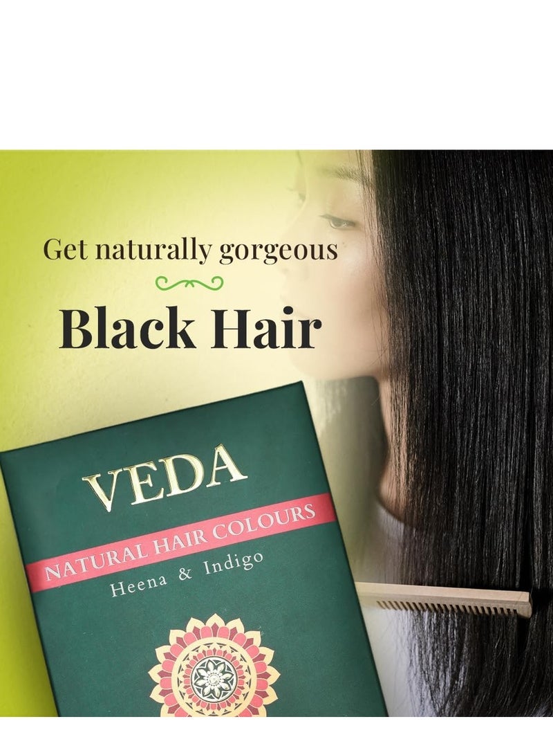 VEDA Natural Colours For Black Hair|Henna Powder, Indigo Powder, Hair Pack)|Long Lasting Natural Hair, 1 Count - Image 2