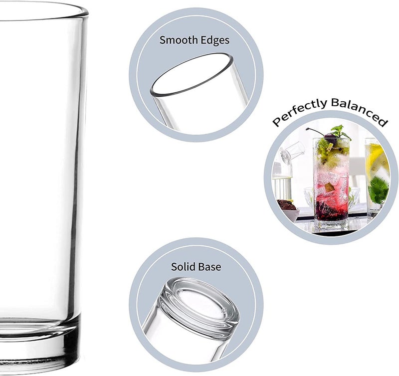 KELVEE Highball Glasses 6pc Set Crystal Glass Drinking Glasses 300ml Round - Image 5