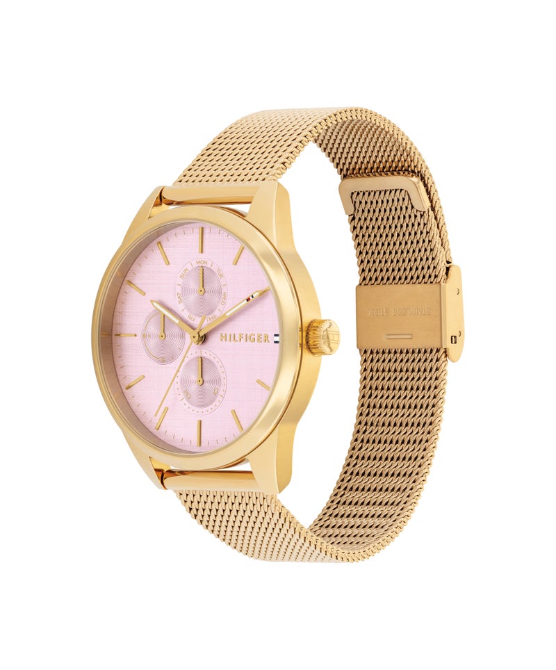 TOMMY HILFIGER Round Multifunction Women'S Ionic Plated Thin Gold Steel Case  Watch - Image 1