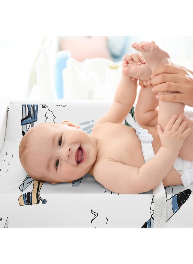 Sweet Jojo Designs Sweet Jojo Designs Vintage Airplane Boy Baby Changing Pad Cover Sheet Infant Newborn Diaper Table Change Mat Cover Grey Green Blue White Yellow Airplanes Plane Transportation Clouds Sun Sky Aviator  - Image 3