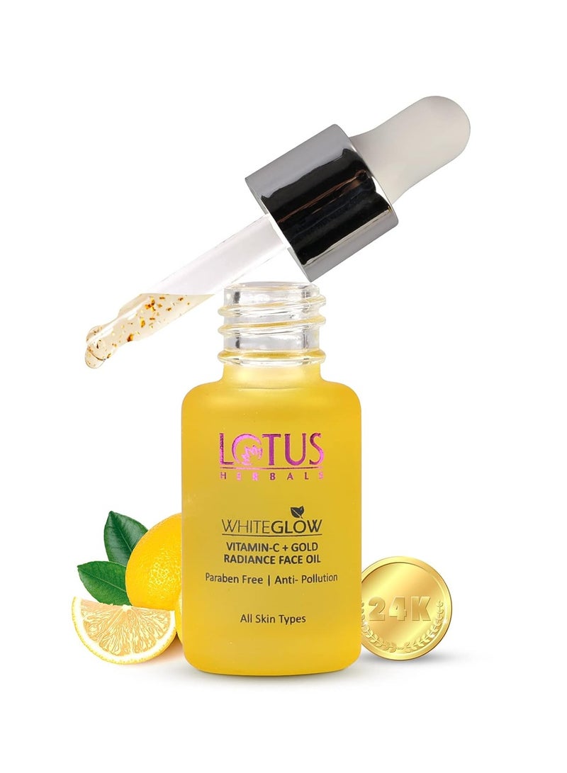 LOTUS HERBALS Lotus Herbals WhiteGlow Vitamin C and Gold Radiance Face Oil For Dull and Dry Skin Intense Hydration15ml - Image 1