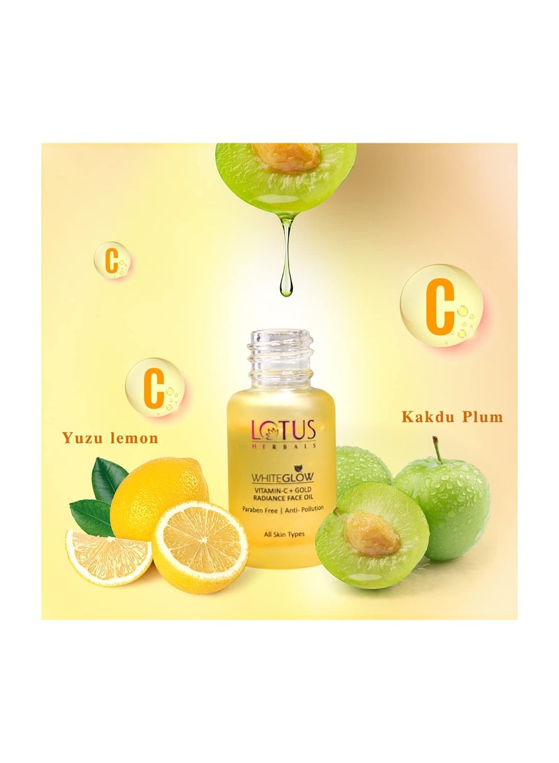 LOTUS HERBALS Lotus Herbals WhiteGlow Vitamin C and Gold Radiance Face Oil For Dull and Dry Skin Intense Hydration15ml - Image 3