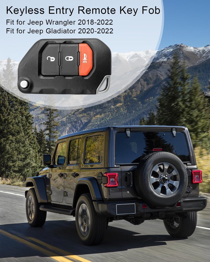 HUQUZN Remote Key Fob for Jeep Wrangler 2018-2022 & Gladiator 2020-2022, 3 Buttons, 433Mhz - Image 5