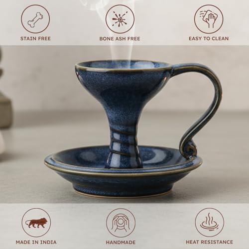 Bodhi House Ceramic Dhuna Loban Burner – Round Dhooni Dhoop Dani | Traditional Table-Top Incense Burner for Loban & Dhoop | Elegant Ceramic Home Fragrance Holder for Meditation, Puja & Purification - Image 5