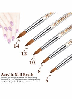 KASTWAVE Acrylic Nail Brush, 6 Sable Hair Round Oval Professional Nail Art Painting Brush With Special Liquid Glitter Handle for Manicure Pedicure Application -1 Pcs  - Image 4