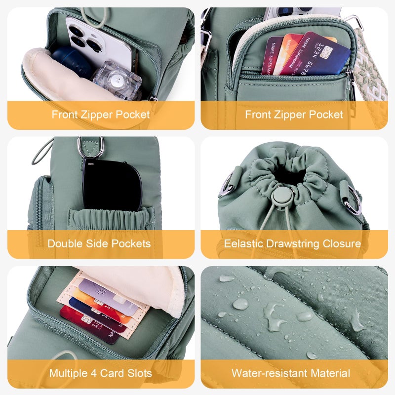 Lexiyat Water Bottle Bag 40 oz Crossbody Water Bottle Holder for Walking Hiking Insulated Compartment Carrier Purse with Adjustable Strap Green - Image 3