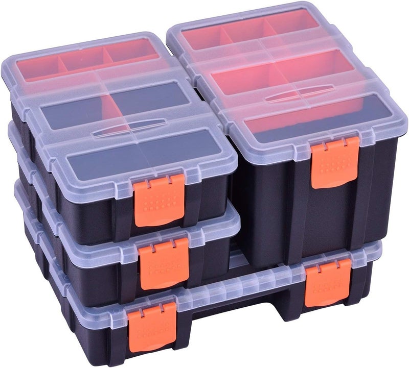 ISTARA Istara 4 Piece Set Toolbox Hardware Parts Organizers Versatile and Durable Storage Customizable Removable Plastic Dividers storage and carry BlackOrange  - Image 1