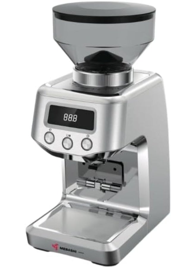 MEBASHI ME-CG2308 Coffee Grinder, 150W – Digital Push-Button Control, Conical Burr, 450 RPM, 250g Capacity, Stainless Steel