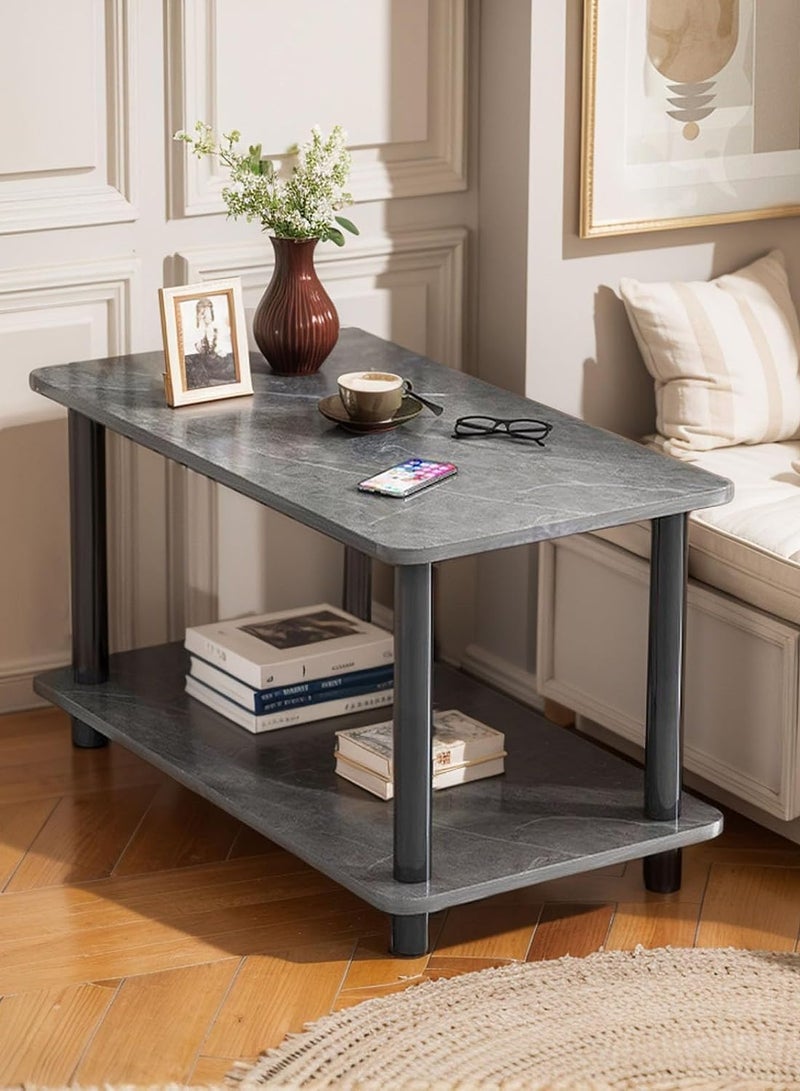 TAPIT Coffee Table 2 Tier Wooden Coffee Table Modern Sofa Table with Open Storage Space Center Table Furniture Table for Living Room Office Bedroom Reception Room (60 * 30 * 53cm) - Image 1