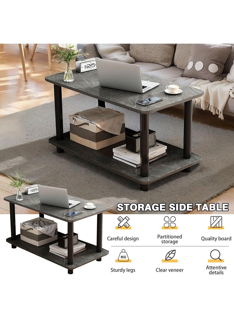 TAPIT Coffee Table 2 Tier Wooden Coffee Table Modern Sofa Table with Open Storage Space Center Table Furniture Table for Living Room Office Bedroom Reception Room (60 * 30 * 53cm) - Image 4