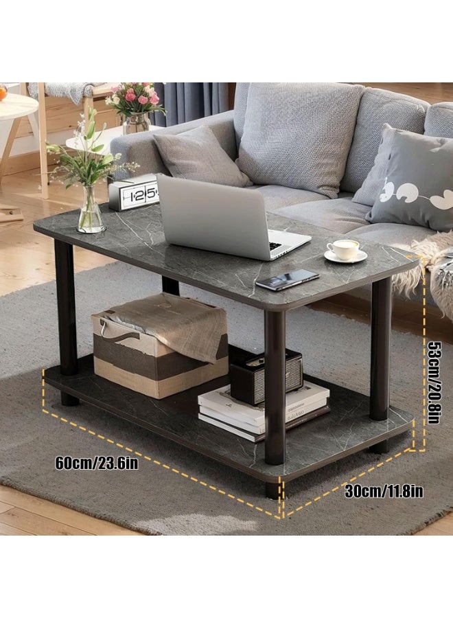TAPIT Coffee Table 2 Tier Wooden Coffee Table Modern Sofa Table with Open Storage Space Center Table Furniture Table for Living Room Office Bedroom Reception Room (60 * 30 * 53cm) - Image 3