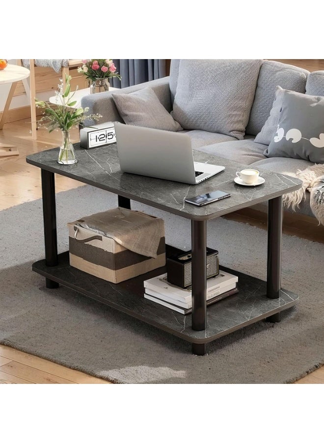 TAPIT Coffee Table 2 Tier Wooden Coffee Table Modern Sofa Table with Open Storage Space Center Table Furniture Table for Living Room Office Bedroom Reception Room (60 * 30 * 53cm) - Image 5