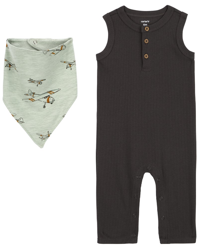 carter's SU24 I B 2PC Jumpsuit Charcoal Gray MFL - Image 2