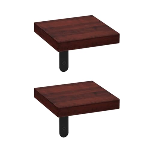 flux Wooden Square Wall Mounted Plant Stand Floating Shelves for Wall Wood Shelf Decor Plant Display Collectibles Mounted Kitchen Bathroom Bedroom Decorative Storage Shelf Stand (Rusted Red Pack of 2) - Image 1