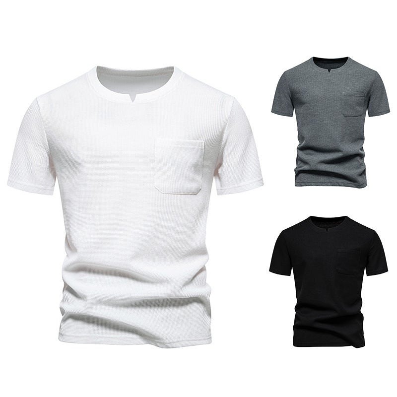 new men''s small V-neck design short sleeve T-shirt 002P35 - Image 5