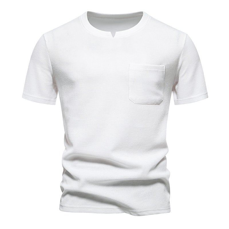 new men''s small V-neck design short sleeve T-shirt 002P35 - Image 1