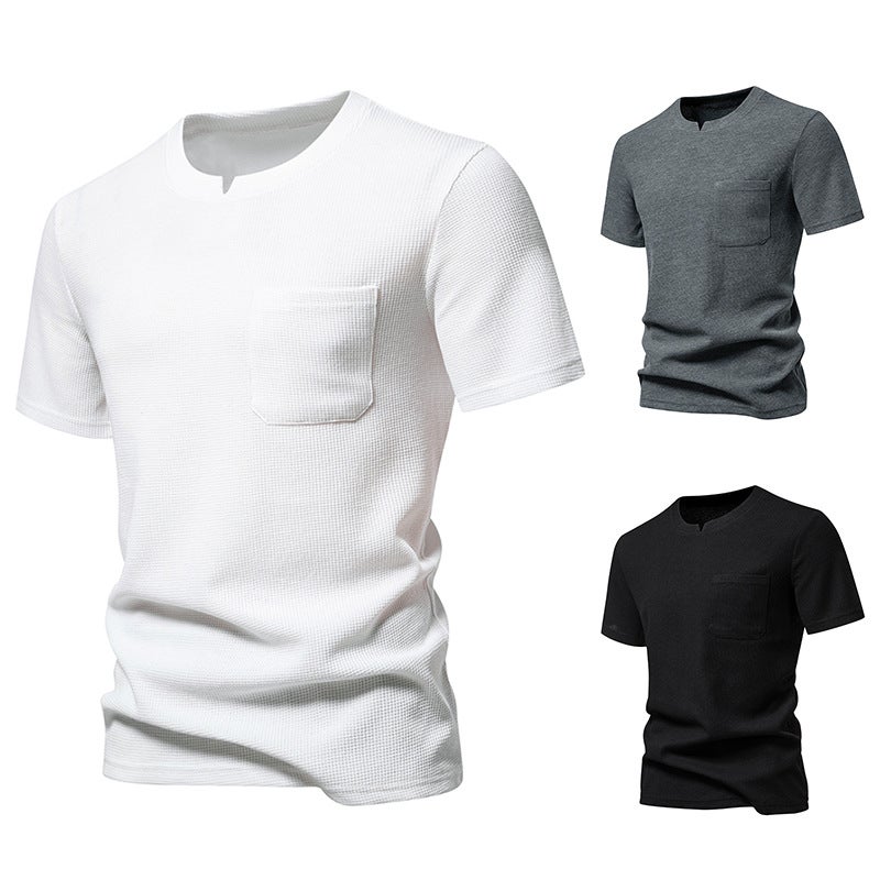 new men''s small V-neck design short sleeve T-shirt 002P35 - Image 3