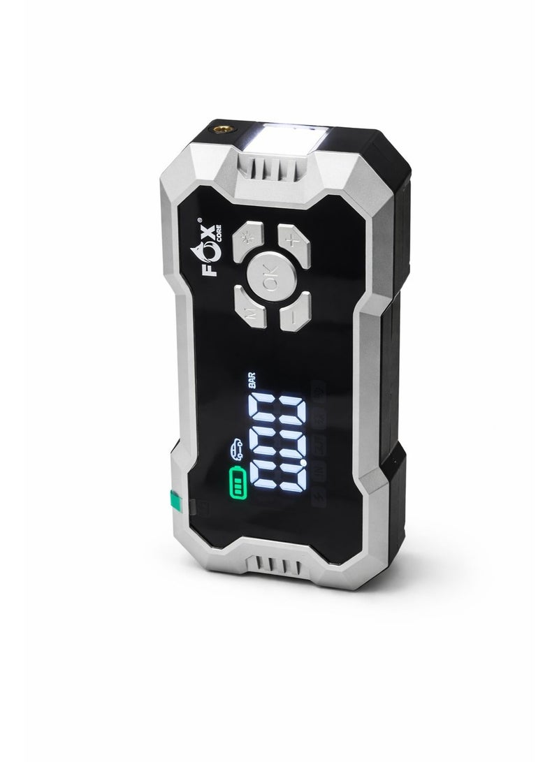 Fox AOTUO 10000A Portable Car Battery Starter with Air Compressor, 10-in-1 Portable Jump Starter, 12V Portable Power Box with 160 PSI Tire Inflator, LED Light, and Connection Cables - Image 1