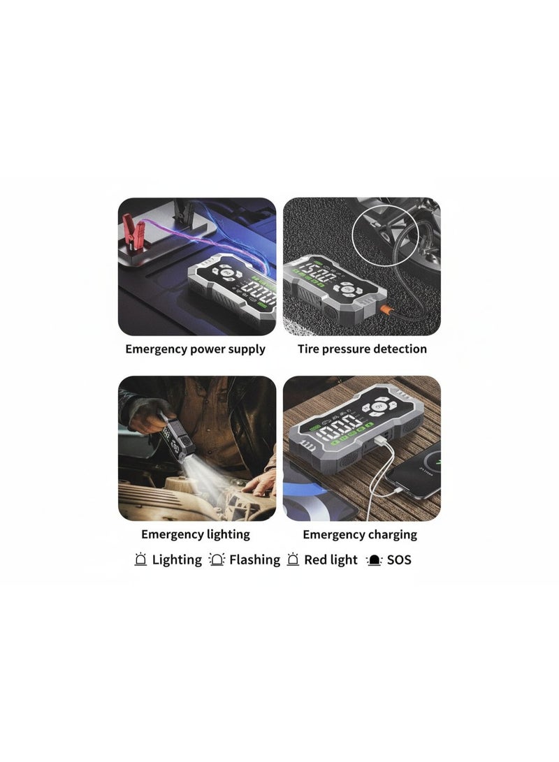 Fox AOTUO 10000A Portable Car Battery Starter with Air Compressor, 10-in-1 Portable Jump Starter, 12V Portable Power Box with 160 PSI Tire Inflator, LED Light, and Connection Cables - Image 5