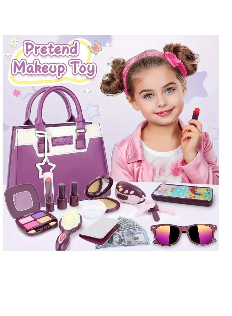 Kids Pretend Play Purse Set, 29 Pieces with Toy Wallet, Handbag, Coins, Cards and Makeup Accessories - Image 3