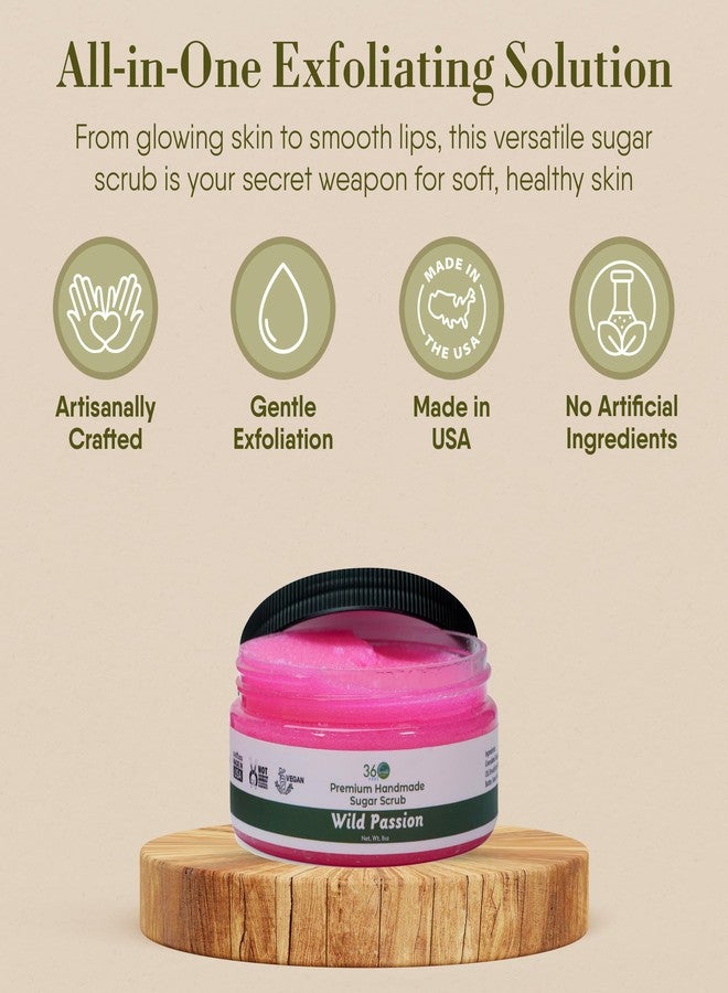 360Feel Wild Passion Sugar Body Scrub - Great for Acne Scars Stretch Marks Foot Scrub Great Gifts For Women - 8 Fl Oz Cream - Image 3