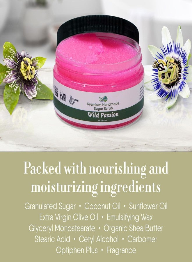 360Feel Wild Passion Sugar Body Scrub - Great for Acne Scars Stretch Marks Foot Scrub Great Gifts For Women - 8 Fl Oz Cream - Image 4