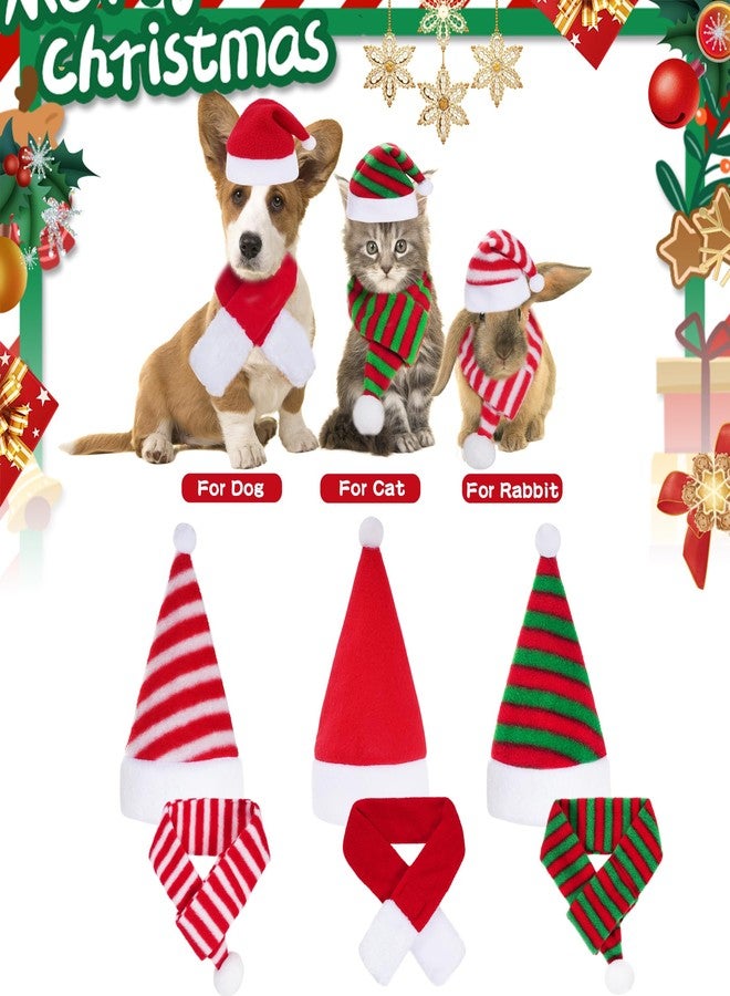 Jmkcoz 6 Pcs Pet Cat Dog Christmas Santa Hat with Scarf Christmas Costume Outfit Set Holiday Party Cosplay Dress Up Supplies for Puppy Kitten (Classic) - Image 4