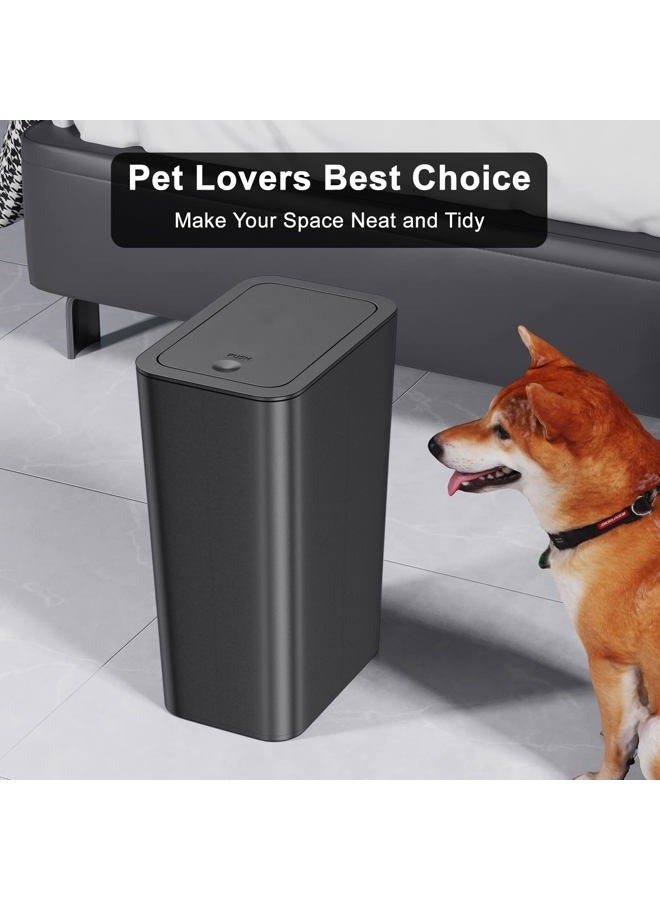 NetDot N. 3 Pack 10 L/2.6 Gal Bathroom Trash Can with Lid, Small Kitchen Trash Can with Press Type Lid, Black Trash Can/Slim Garbage Cans/Trash Bin/Waste Basket for Bathroom,Kitchen,Office,Bedroom - Image 3