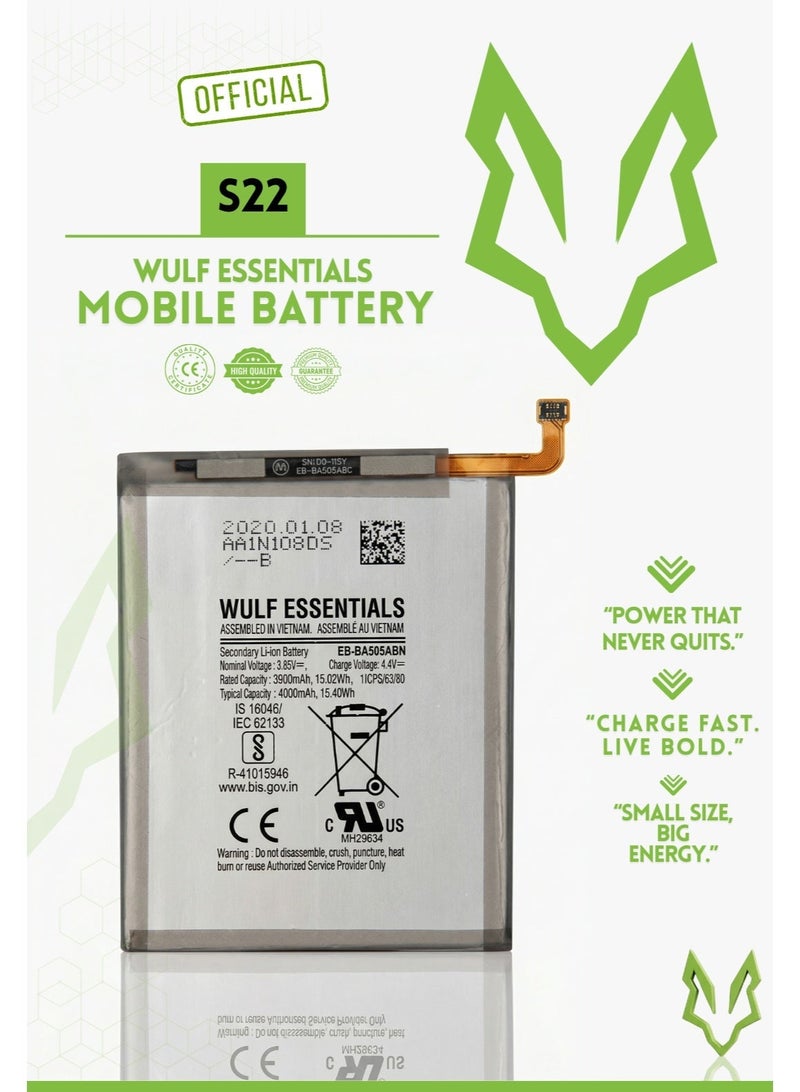 وولف إسينشيالز بطارية وولف إسينشالز المحمولة لهاتف سامسونج S22 - بطارية بديلة عالية السعة - Image 1