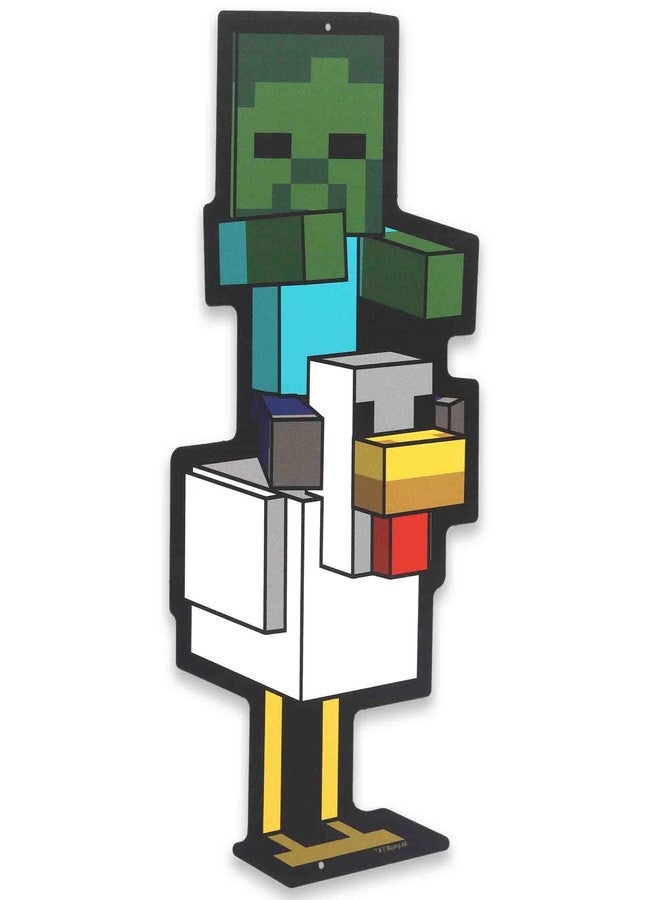 Open Road Brands Minecraft Zombie Chicken Jockey Metal Wall Decor - Fun Minecraft Sign for Bedroom or Game Room - Image 1