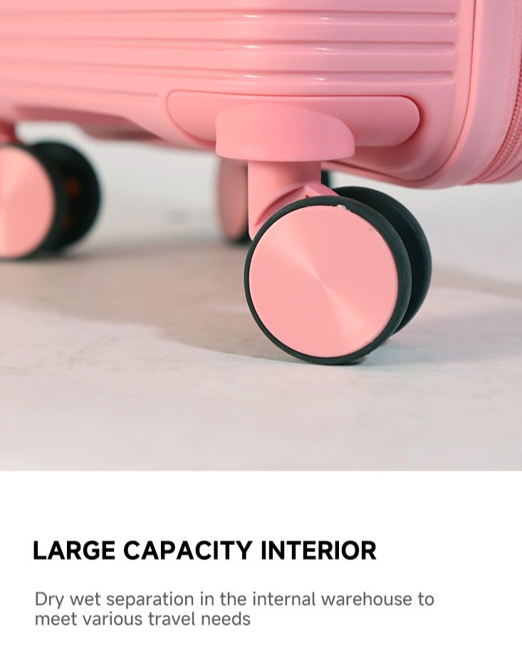 NEWCOM Light Weight PP Fashion Trolley Luggage Hard Case Carry on Suitcase with Safe Zipper and 4 Quite 360° Double Spinner Wheels NEWCOM - Image 4