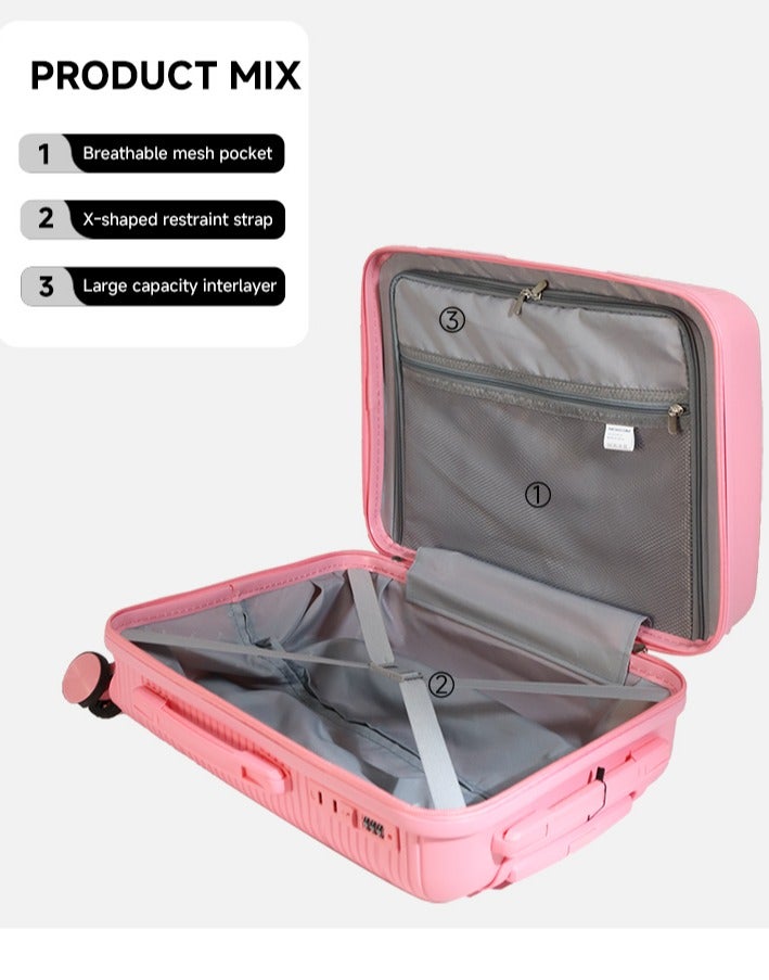 NEWCOM Light Weight PP Fashion Trolley Luggage Hard Case Carry on Suitcase with Safe Zipper and 4 Quite 360° Double Spinner Wheels NEWCOM - Image 5